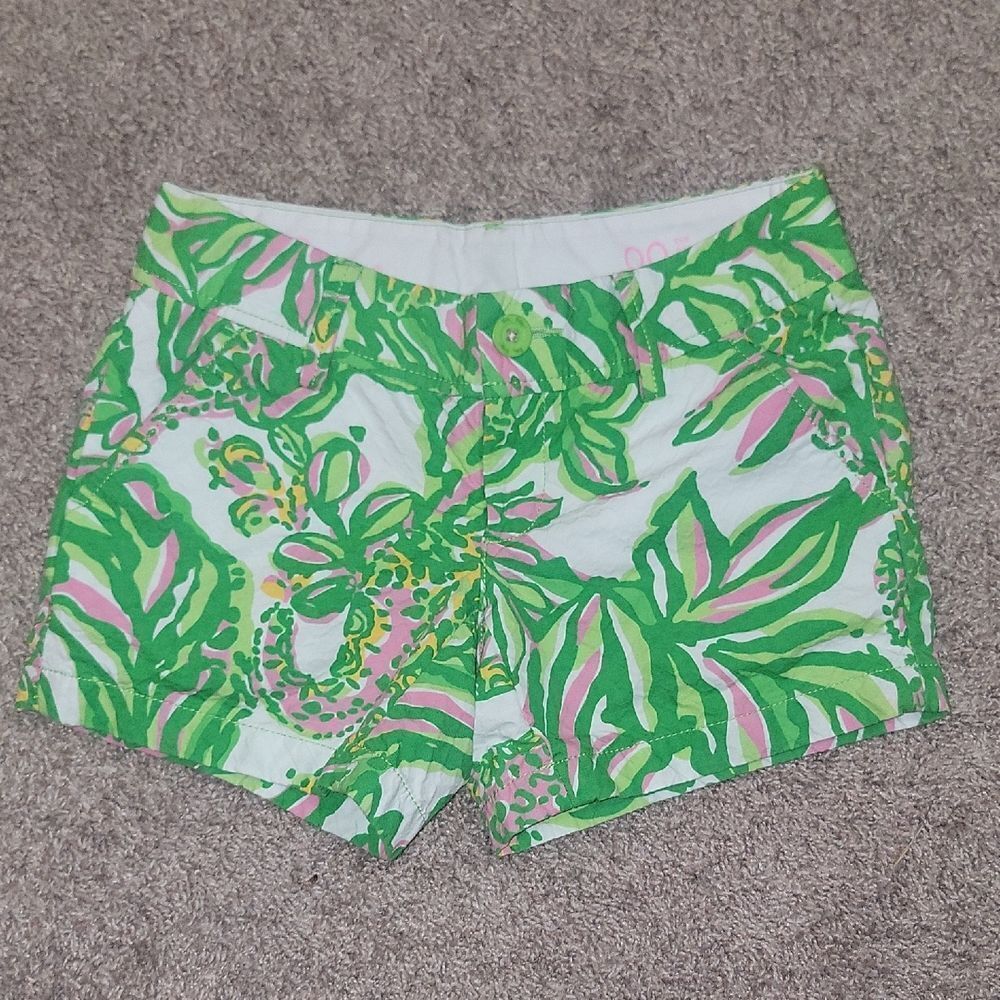 Lilly Pulitzer Callahan Floral Rare Vintage Seeing Pink Elephants Shorts Size 00